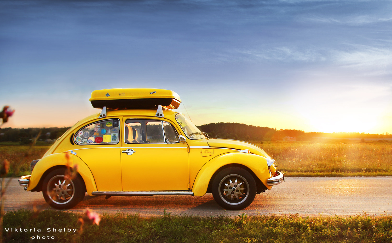 Retro Yellow Volkswagen Beetle