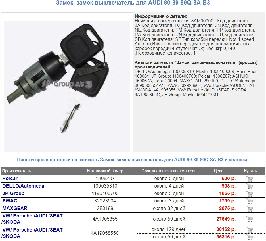 Фото в бортжурнале Audi 80 (B3). Запчасти на фото: 8089890, 1308Z07, 500, 100035310, 1190400700, 32923904, 280199, 4A1905855, 4A1905855C