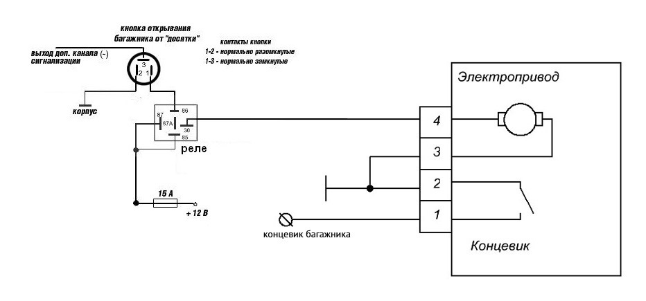 Схема подключения багажника