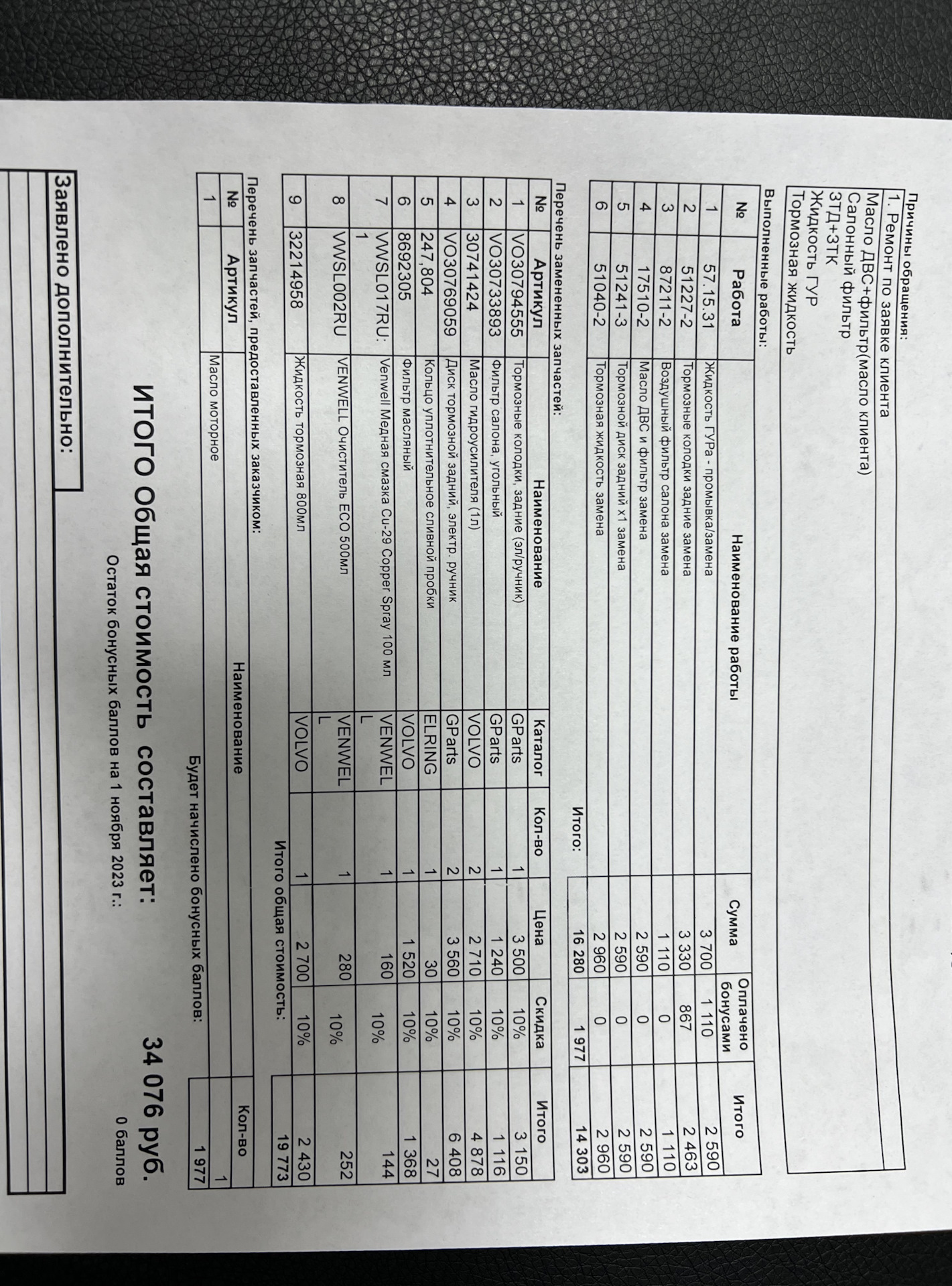 Техническое обслуживание — Volvo S60 (2G), 2 л, 2012 года | плановое ТО ...