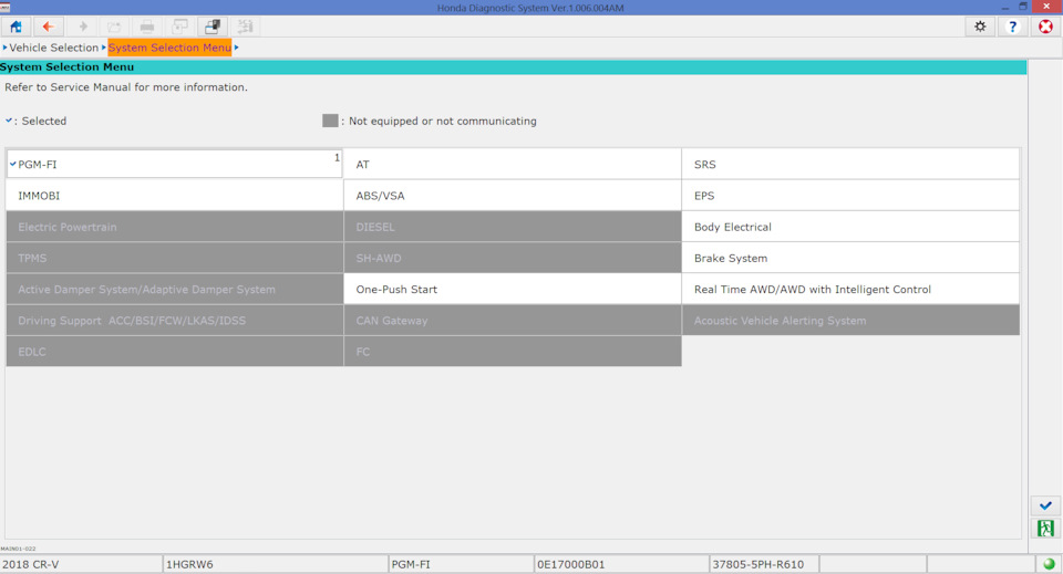 i-HDS + Chipsoft J2534 Lite v1.5.2 — Honda CR-V (5G), 2,4 л, 2018 года ...