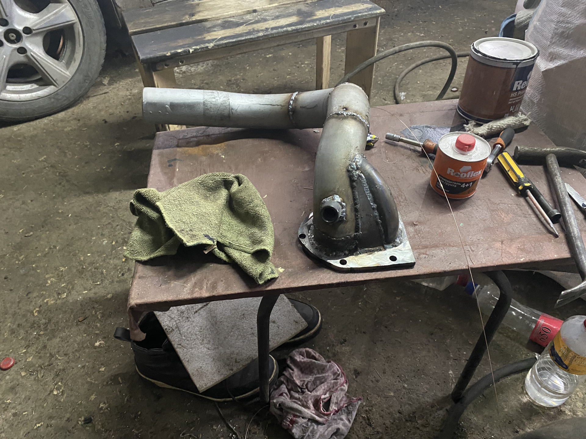 Опора двигателя, интеркулер, самодельный турбоколлектор, даунпайп и ...