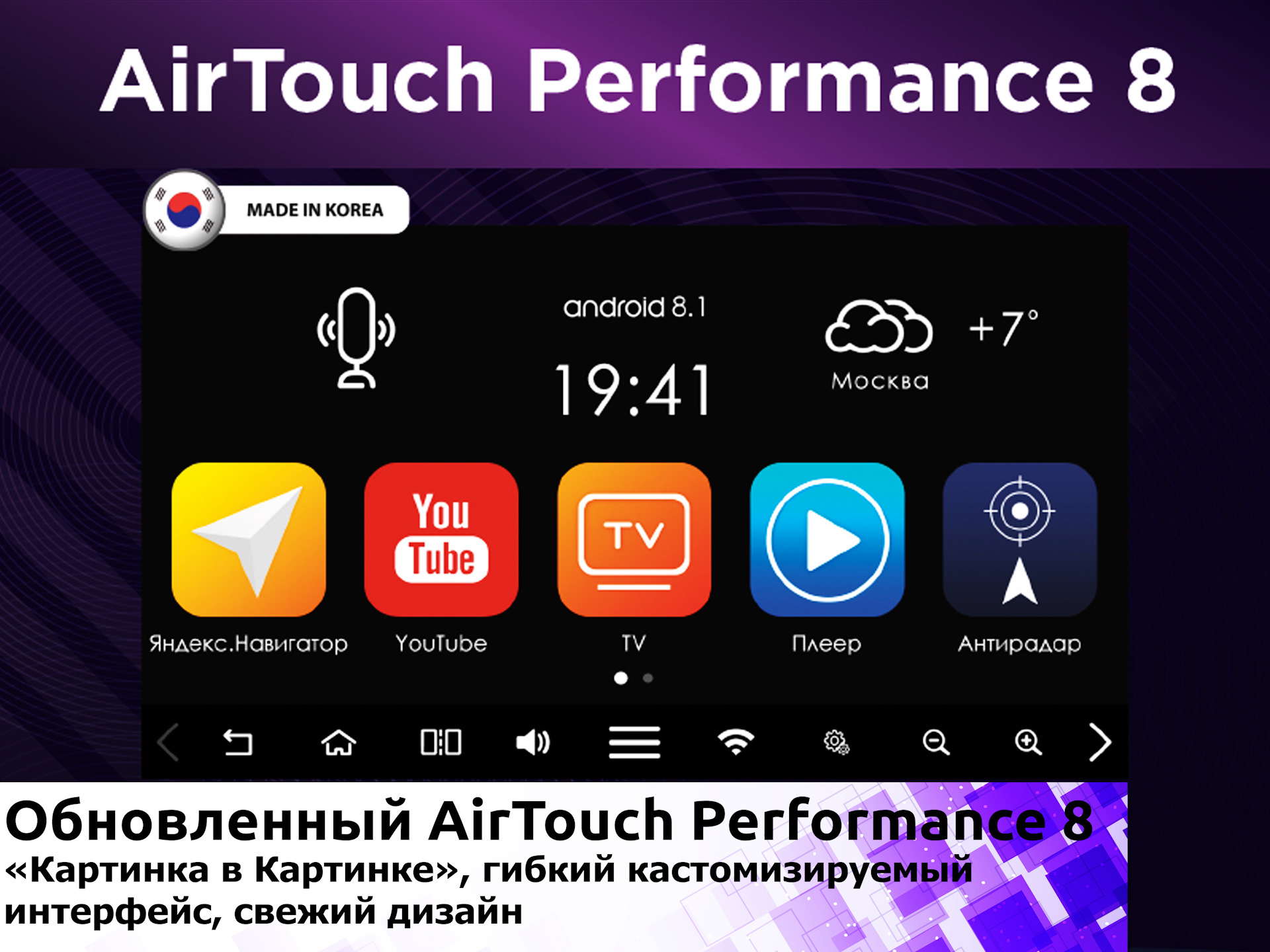 Обновленный AirTouch Performance 8 на базе Android 8.1 (Oreo):«Картинка в  Картинке», гибкий кастомизируемый интерфейс, свежий дизайн! — KiberCar  (Киберкар) на DRIVE2