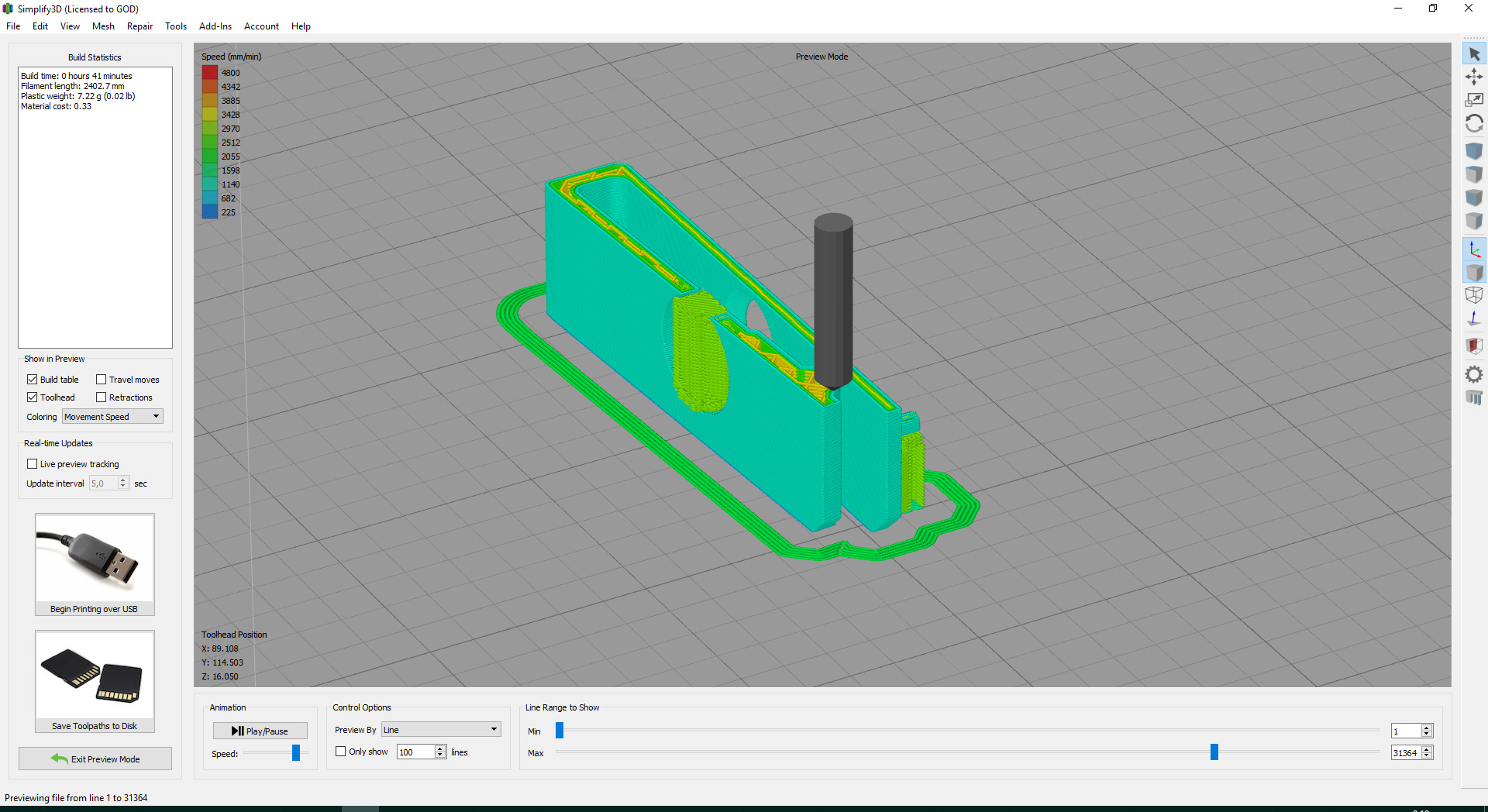 Simplify3d настройка температуры стола