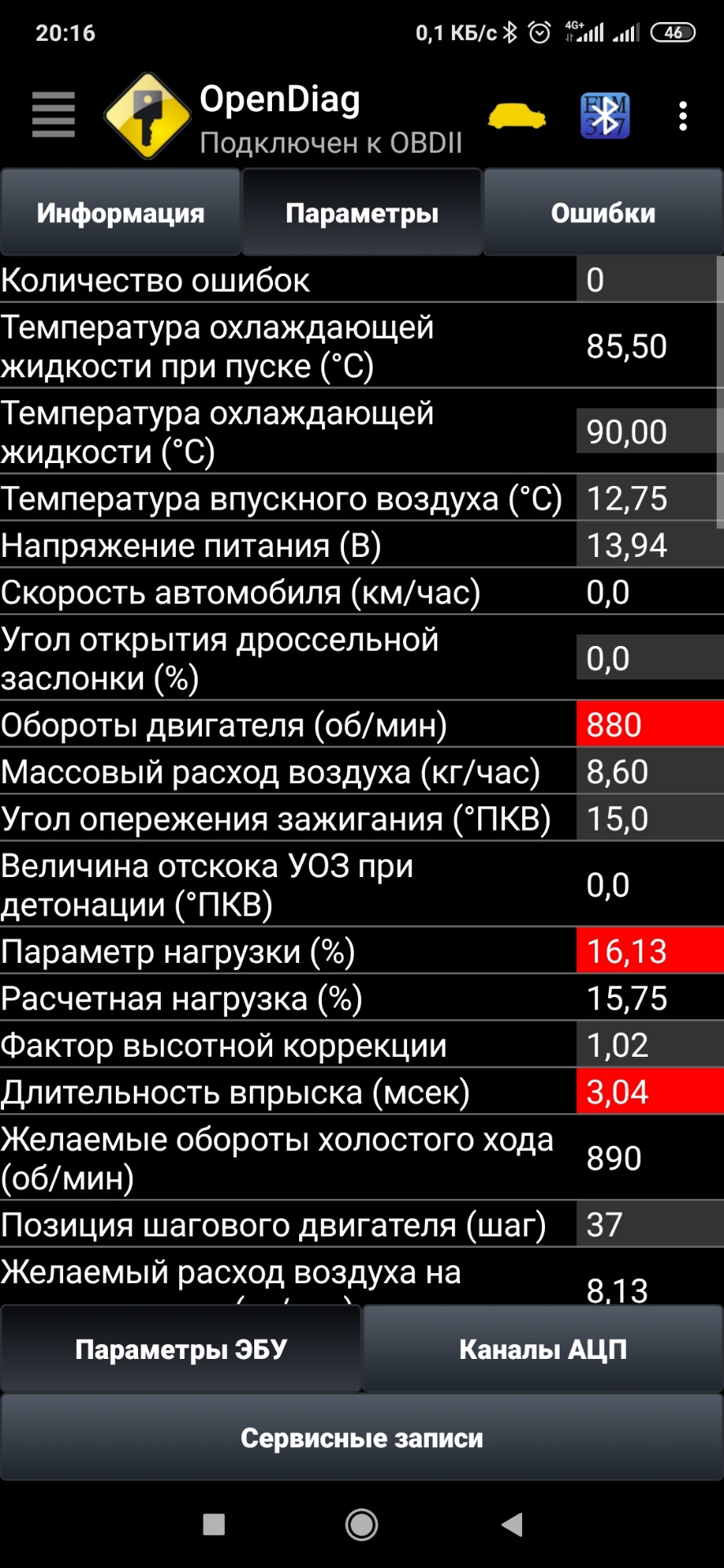 Импульс впрыска приора норма