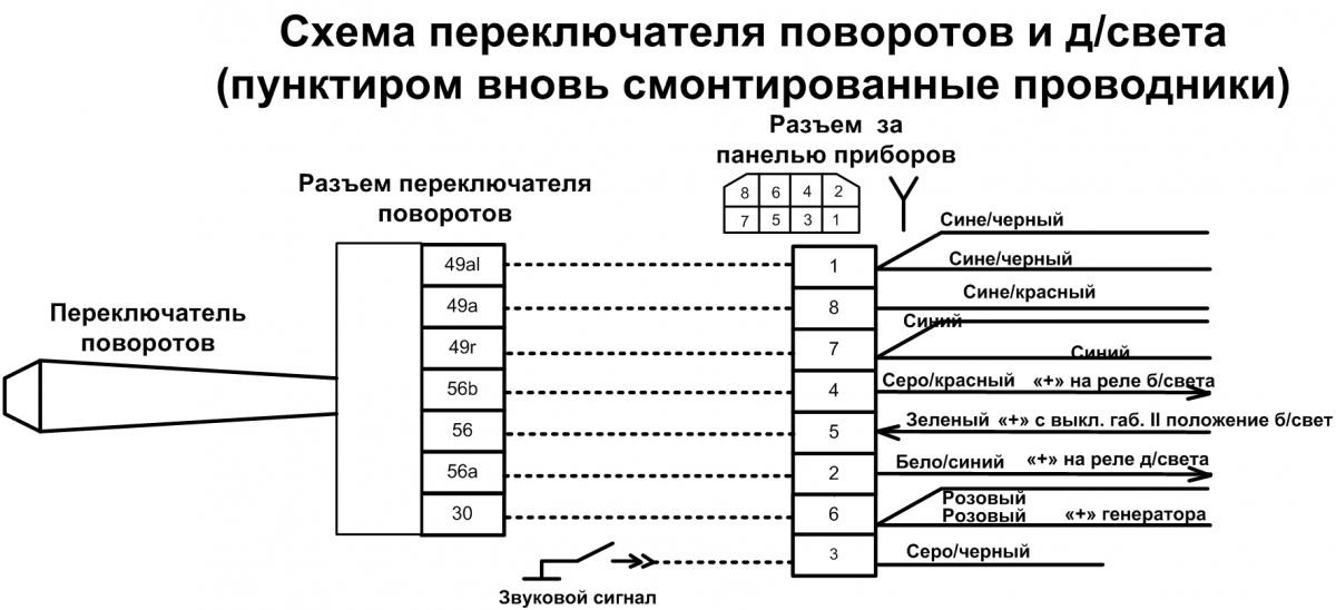 Схема подключения переключателя света ваз 2107