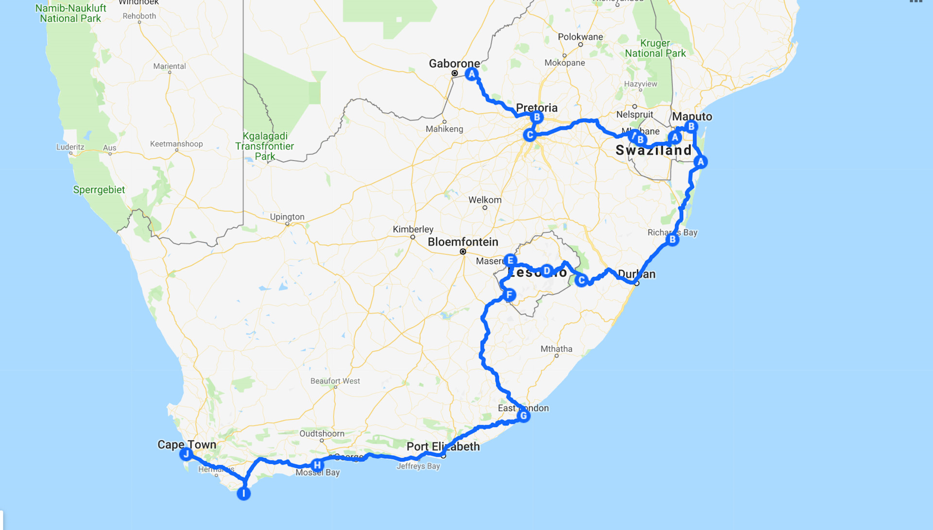 Свазиленд на карте. Маршрут по ЮАР самостоятельно.