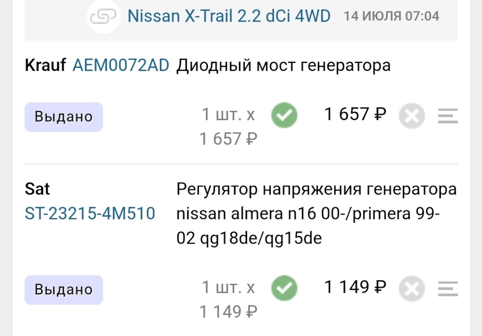 Фото в бортжурнале Nissan X-Trail I (t30). Запчасти на фото: AEM0072AD, ST232154M510, QG15DE