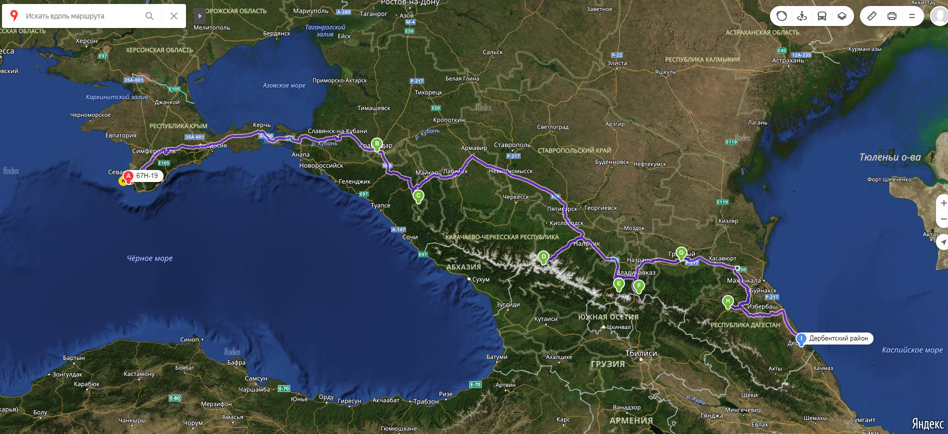 Крым и Дагестан на карте