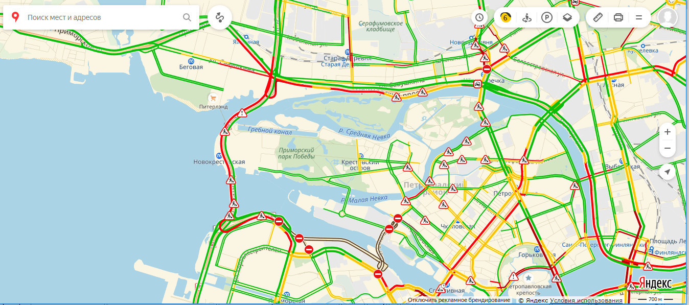 Карта с пробками санкт петербург