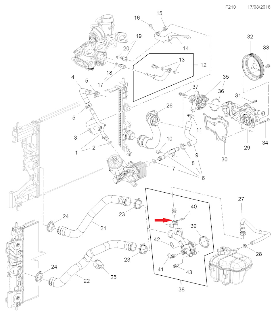 Течь из под трубки на расширительный бачок — Opel Astra J, 1,4 л, 2013
