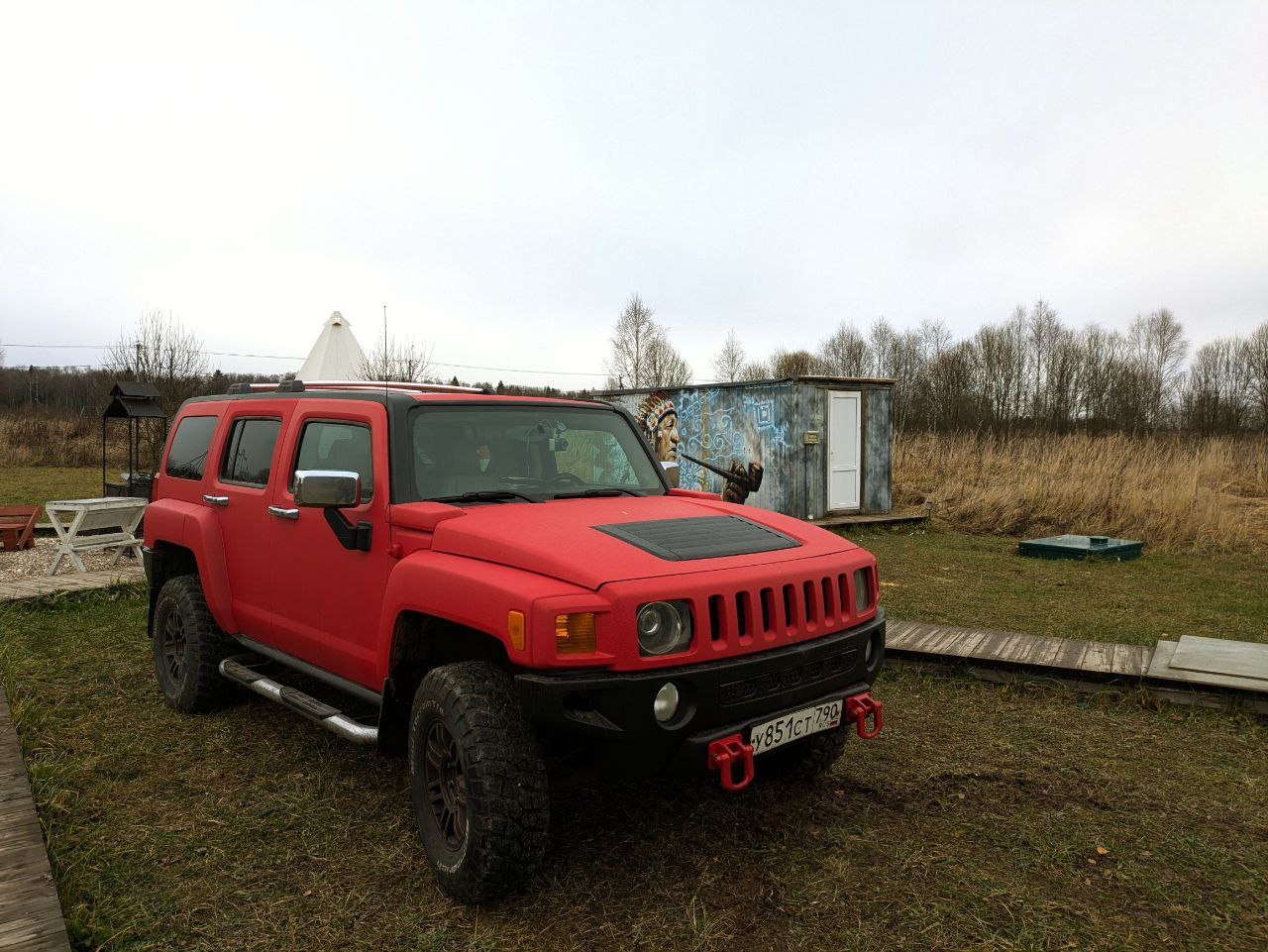 HUMMER H3 в красный раптор — Hummer H3, 3,5 л, 2006 года | стайлинг ...