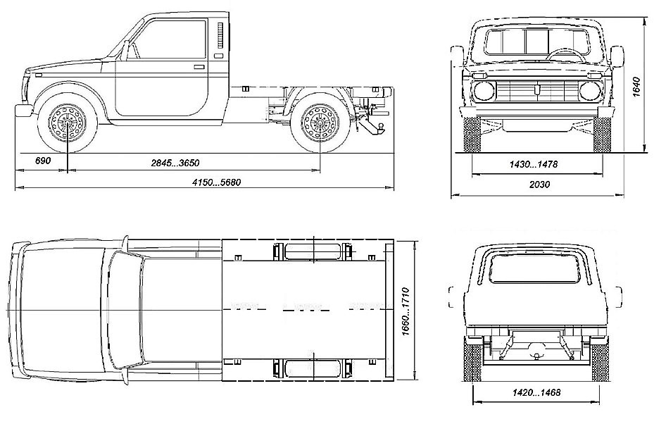 Нива пикап чертеж