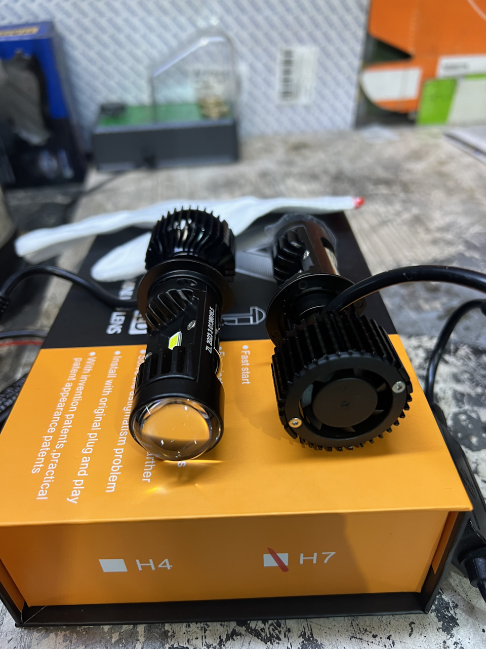 Led лампы H7 с мини лизами (ближний) и Led лампы H1 (дальний) — Hyundai ...