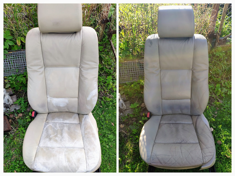Водительское сиденье в процессе нанесения жидкой кожи. 1 слой. — BMW X5 (E53)