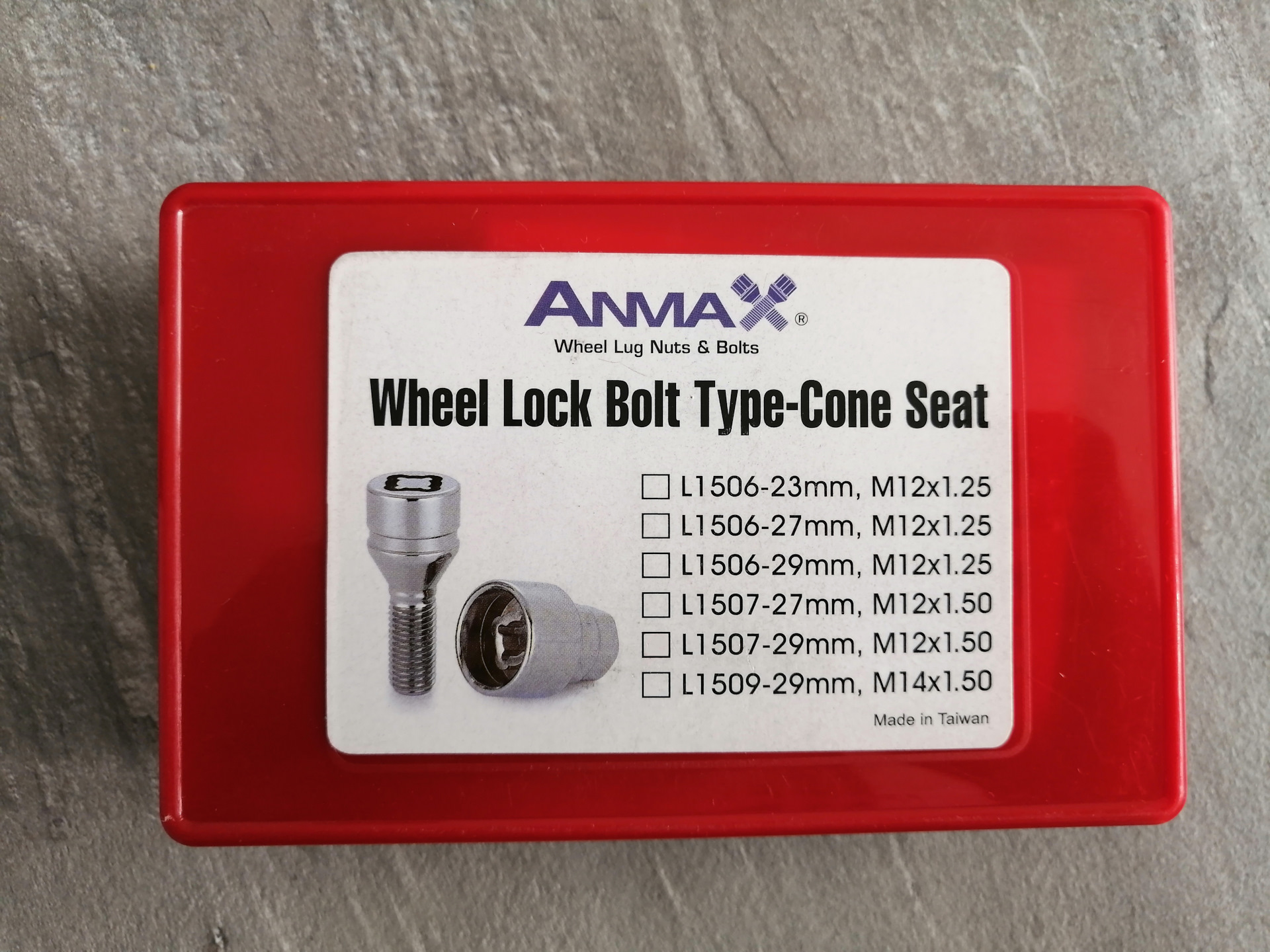 Anmax l1506-27mm. Anma Wheel Lock Bolt Type-Cone Seat.