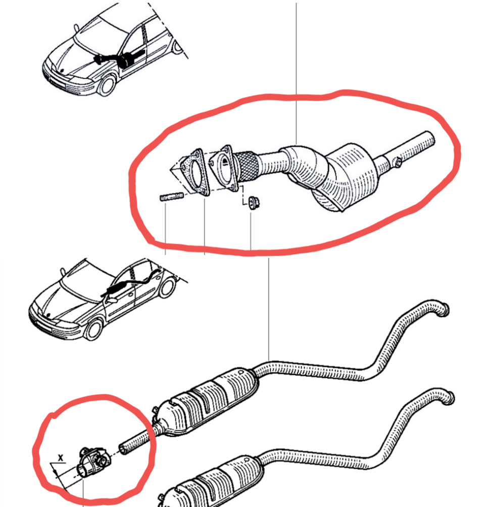 Рено меган 2 глушитель схема