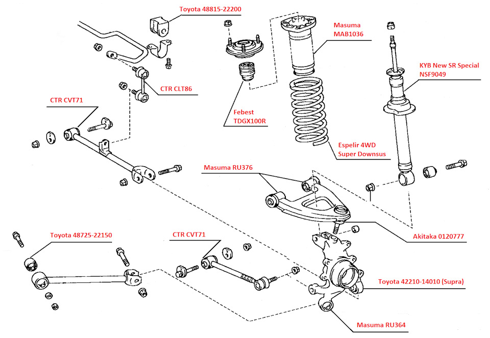 Передняя подвеска тойота чайзер 100 схема