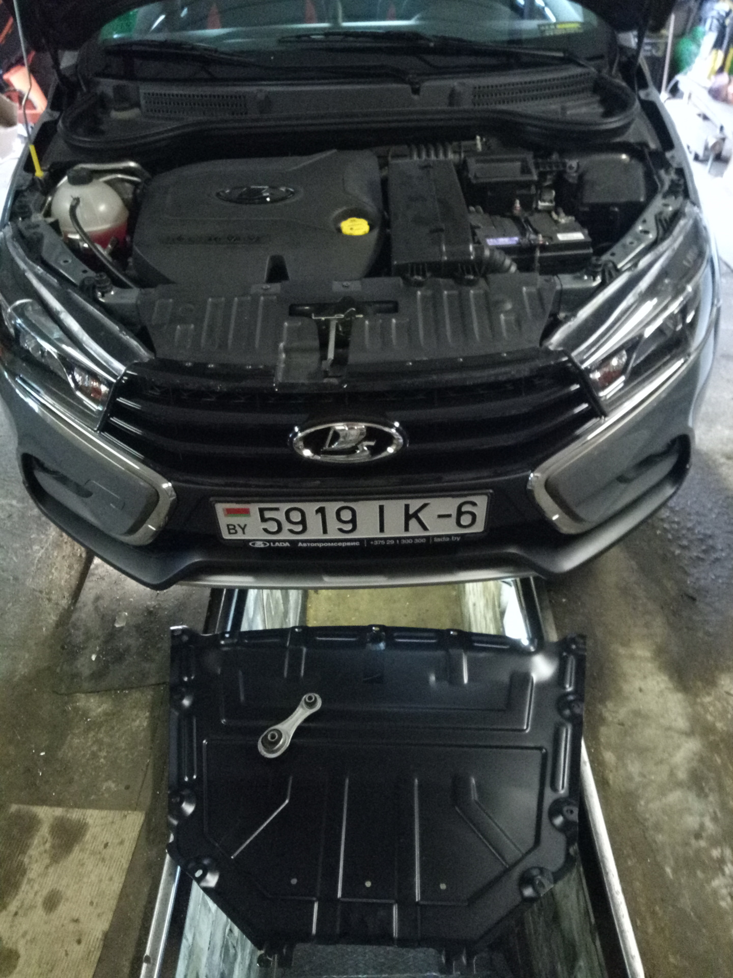 Установка защиты картера, замена кронштейна крепления ДВС — Lada Vesta ...