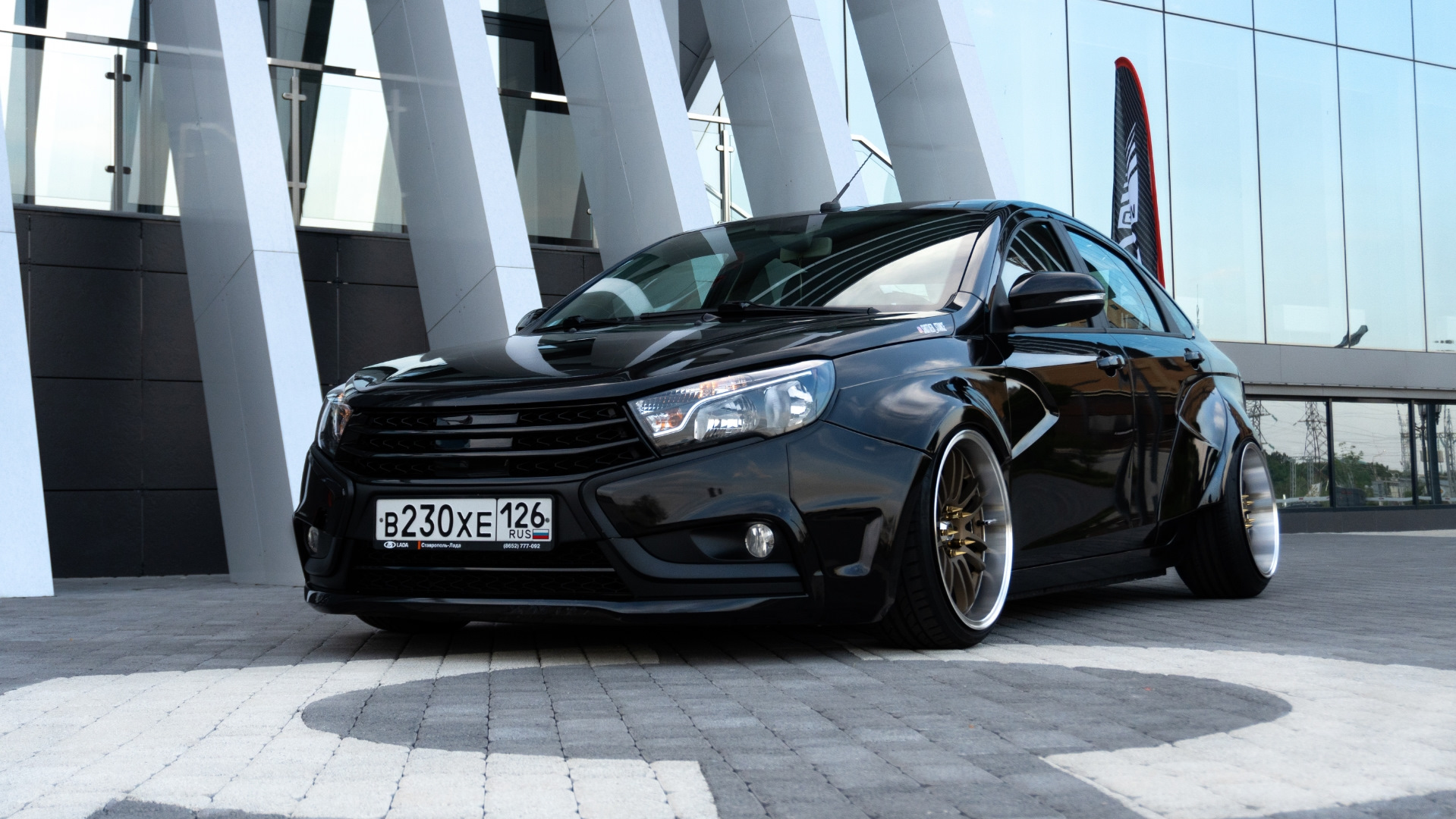 Lada Vesta, supercars, tuning, 2018 cars, parking, tunned Vesta, Lada