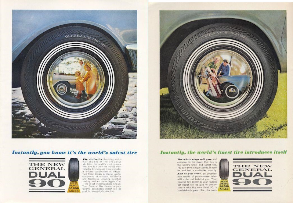 Dual 90. Tires ads. Pumping Tires Identity.