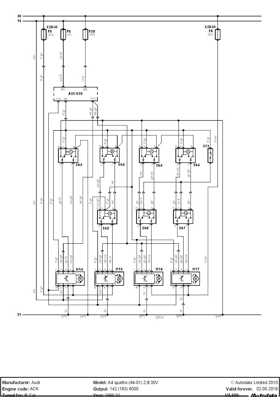 ЭСП Audi A6 4A/C4 1997, Audi A4 8D/B5 1997-2000 — Audi 100 Avant, 2.8 л.,  1993 года на DRIVE2