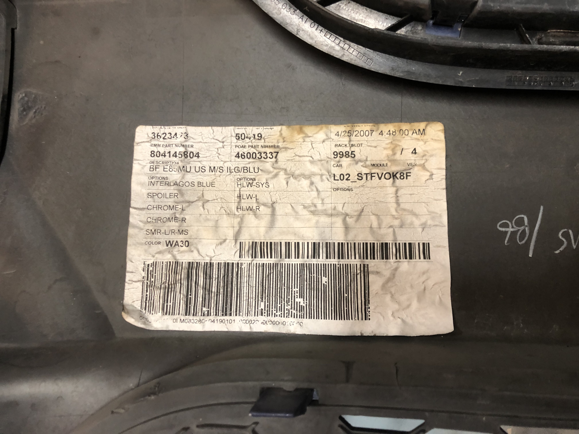 Разборка переднего бампера для покраски. — BMW Z4 M Coupe (E86), 3,2 л ...