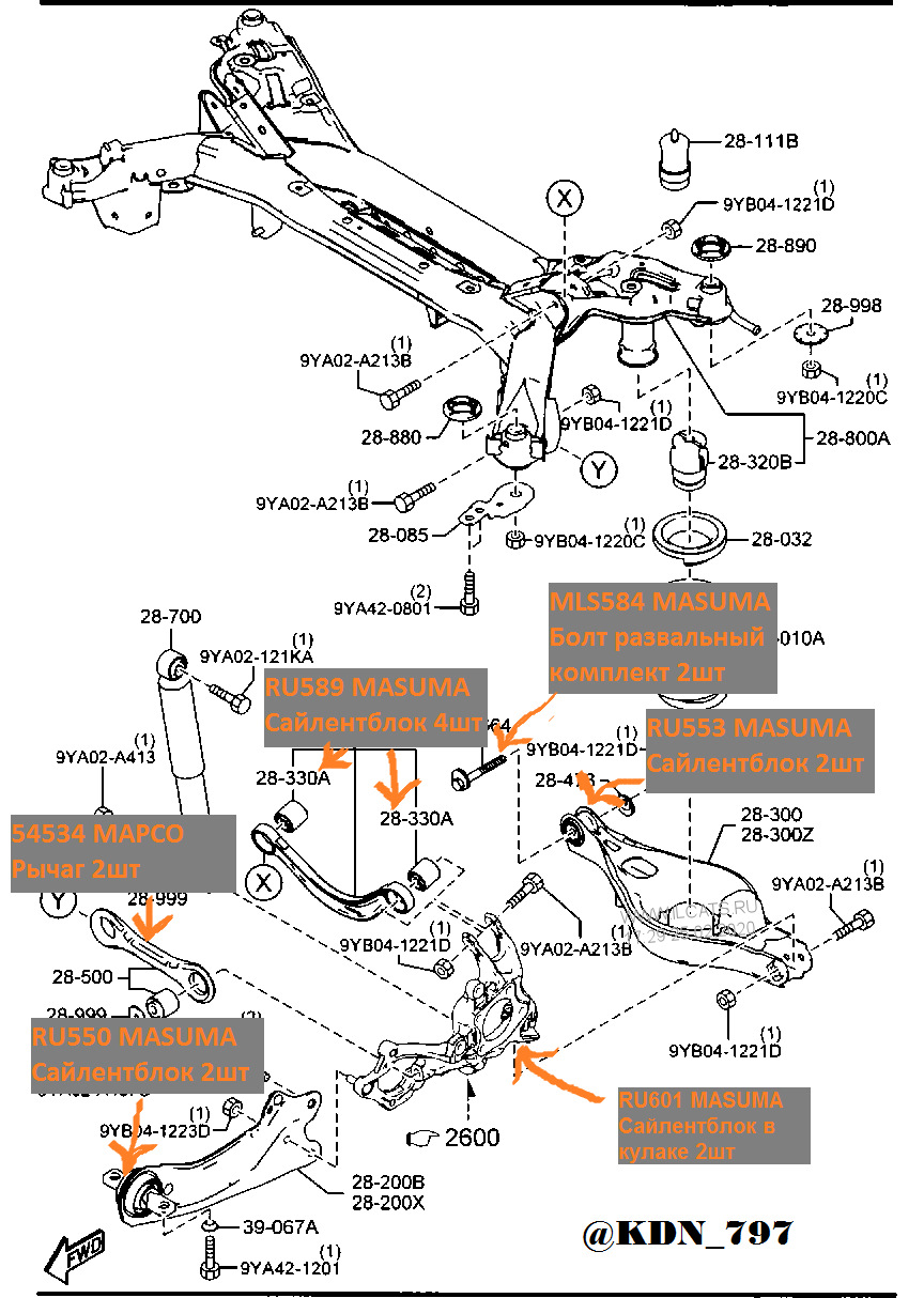 Мазда трибьют задняя подвеска схема