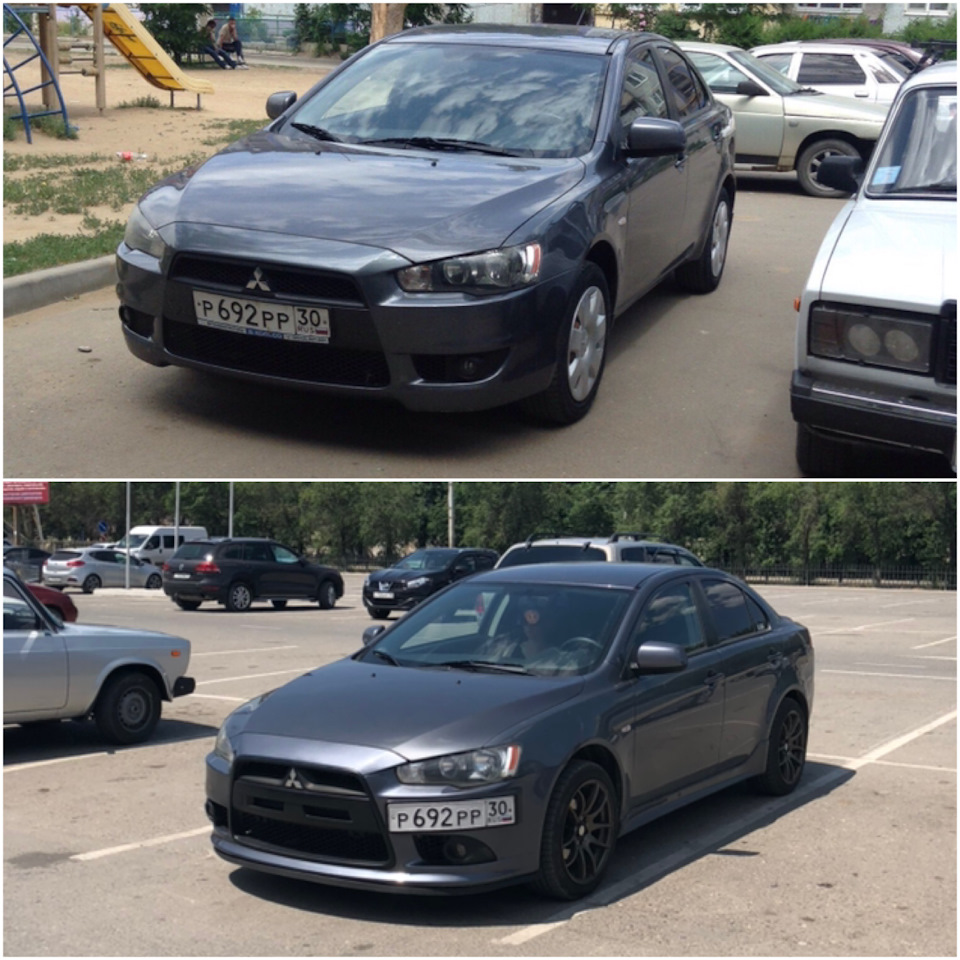 Промежуточное сравнение . Вид до и после. — Mitsubishi Lancer X, 1,5 л,  2008 года | стайлинг | DRIVE2