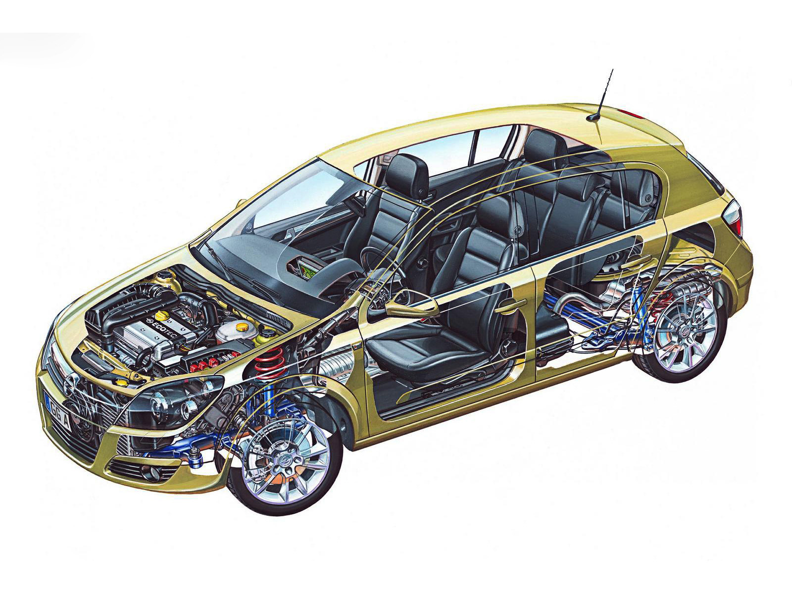 Механизм автомобиля легкового. Opel Astra. Cutaway Opel.