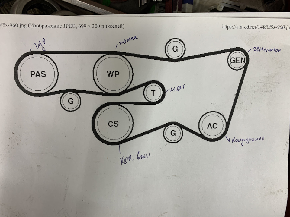 Ремень генератора 2tr fe схема