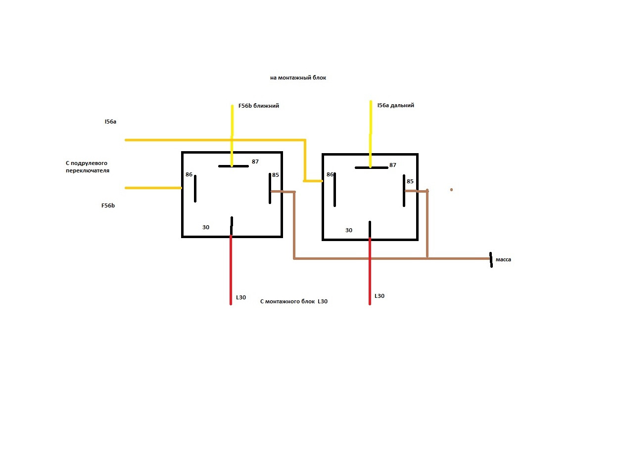 Схема подключения реле фар