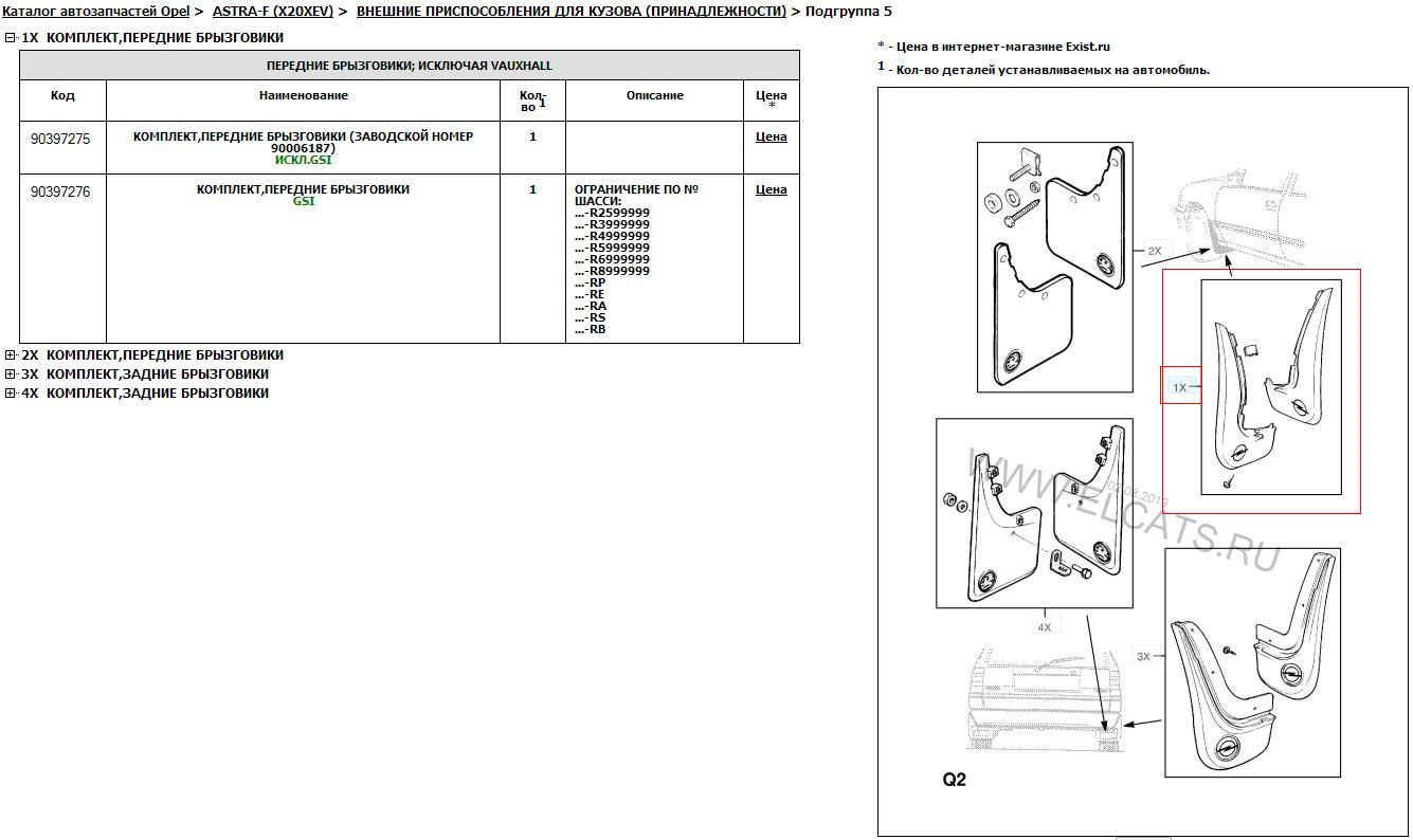 Каталог запчастей с рисунками. Брызговики на Опель Астра ф1993. Каталог запчастей Опель Астра h. Каталог запчастей Opel.