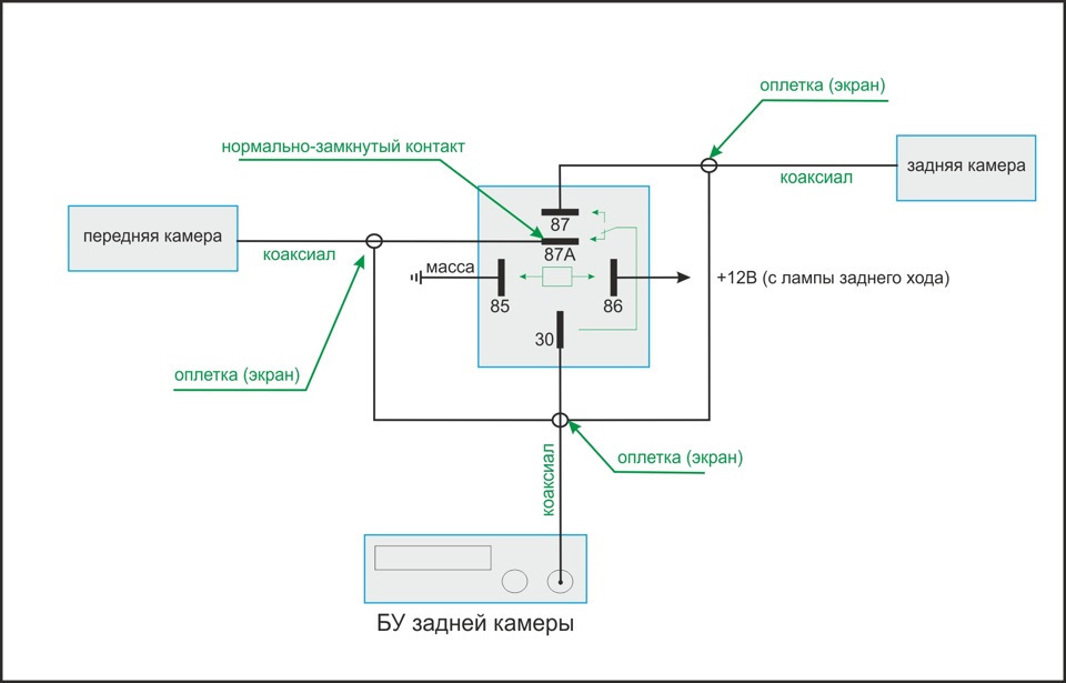 5 контактная камера. Подключение фронтальной камеры схема реле.