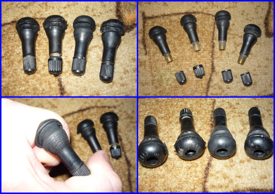 Виновники торжества. В руке самый главный, тот первый заменённый (задний левый) вентиль — Audi A4 (B5)