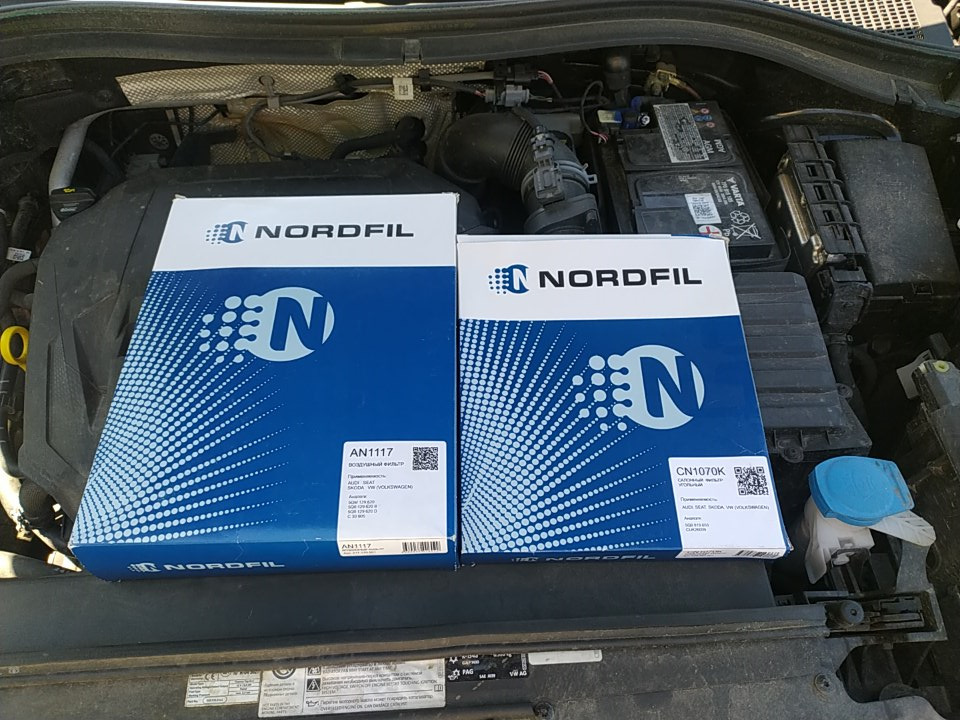 8 Фильтры. Воздушн. плотно сел, а салонник чуть меньше фильтрона, но зато тяжелее((( — Skoda Kodiaq (1G). Запчасти на фото: AN1117, CN1070K