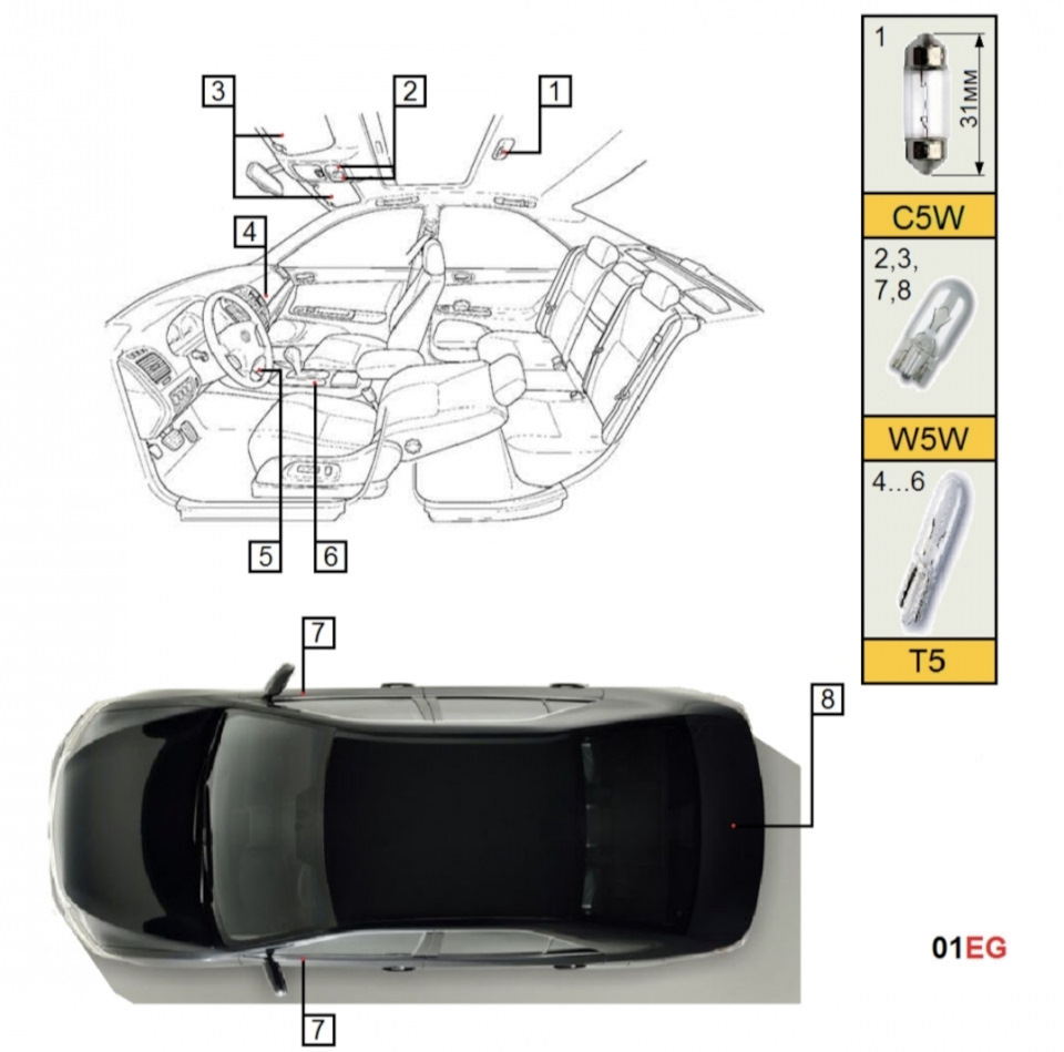 Тип всех ламп и цоколь подключение Toyota Camry Тойота Камри — Toyota Camry  (XV40), 3,5 л, 2008 года | расходники | DRIVE2