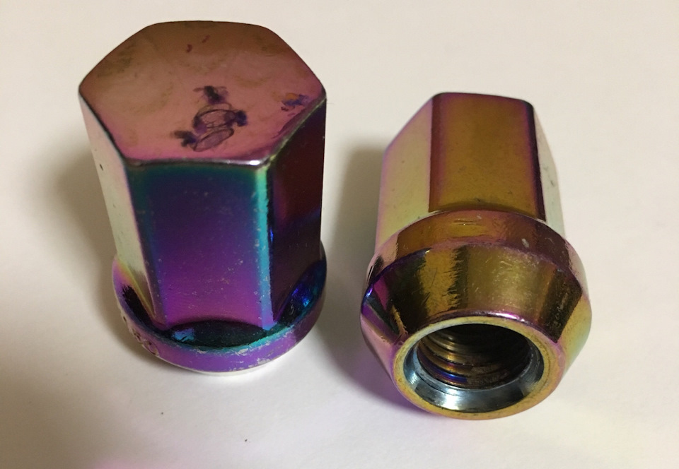 Гайки колесные 12*1.5*35 конус закрытые ( радужный neochrome ) Sonata ...