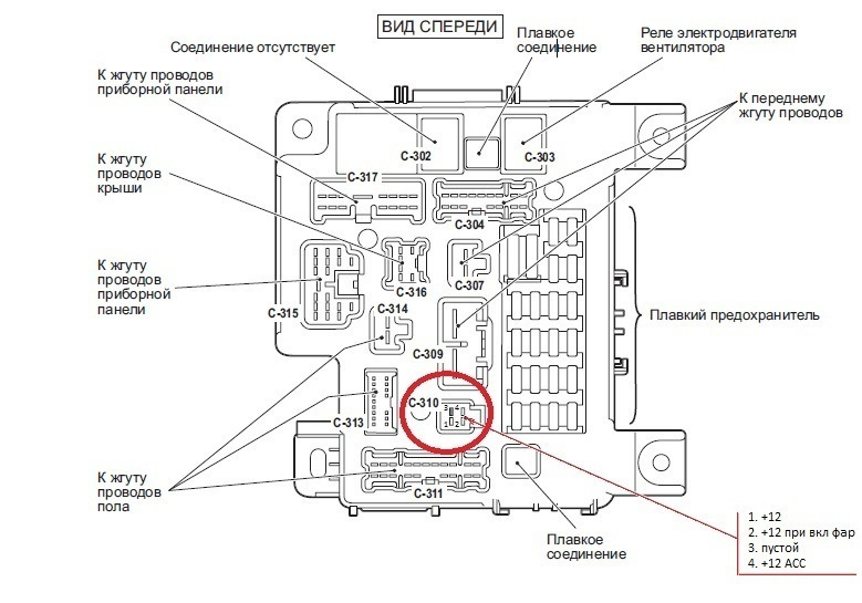 Назначение предохранителей в блоке ETACS, расположенном в салоне Митсубиси Лансе