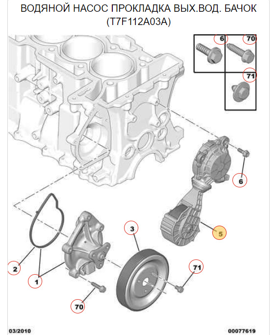 Ролик привода помпы — Peugeot 308 (1G), 1,6 л, 2010 года | запчасти ...