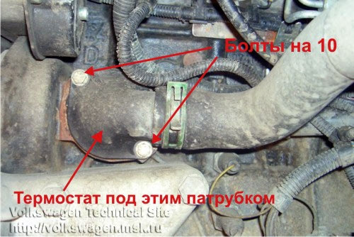 Где находится термостат на двигателе