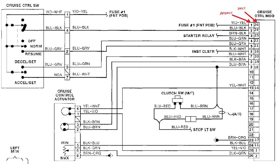 Распиновка фишки блока управления круизом для дореста и реста. — BMW 5 ...