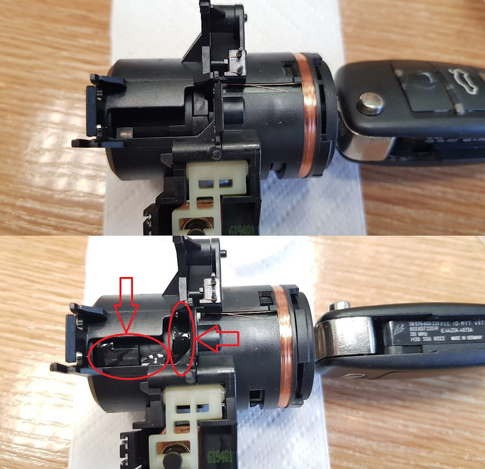 Здесь показаны места где была нанесена смазка Xerox для подвижных пластиковых деталей. Смазал для того, чтобы дольше прожили микрики. Смазку подогнал Сергей. — Audi A6 Avant (C6). Запчасти на фото: 8E0837220R