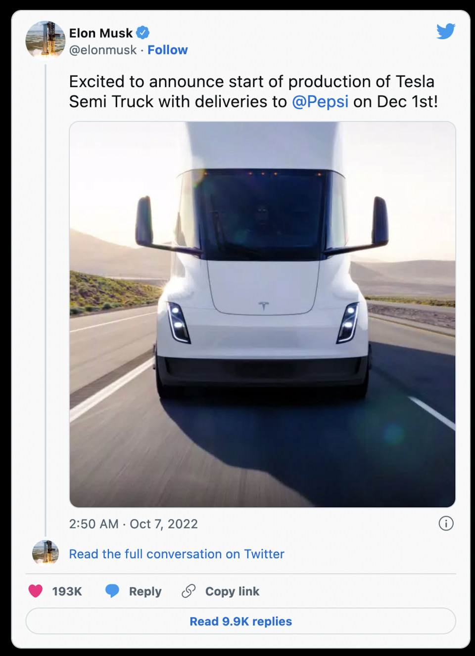 Дождались — Tesla Semi выходит в декабре — Сообщество «Post Drive Новости»  на DRIVE2