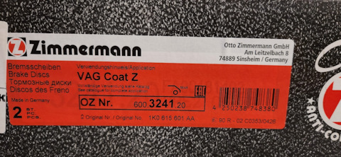 600324120 Тормозной диск COAT Z, 272 мм ZIMMERMANN | Запчасти на