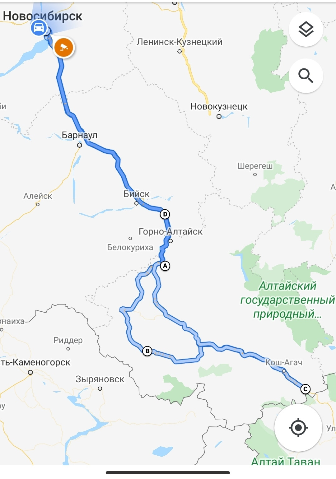 Карта бийск горно алтайск