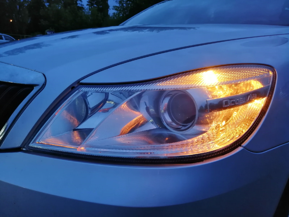 Желтые лампочки в ДХО и габариты American Style — Skoda Octavia A5 Mk2 ...