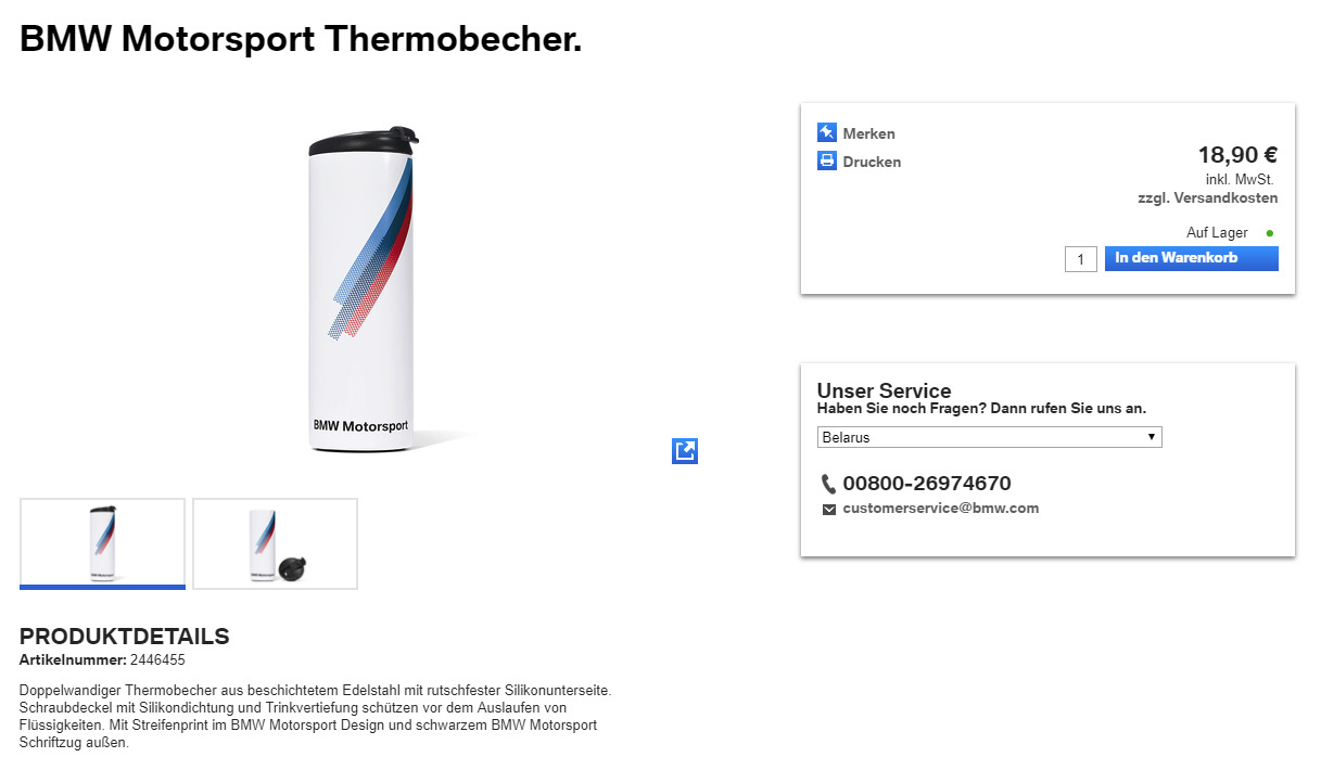 BMW Thermobecher Design 