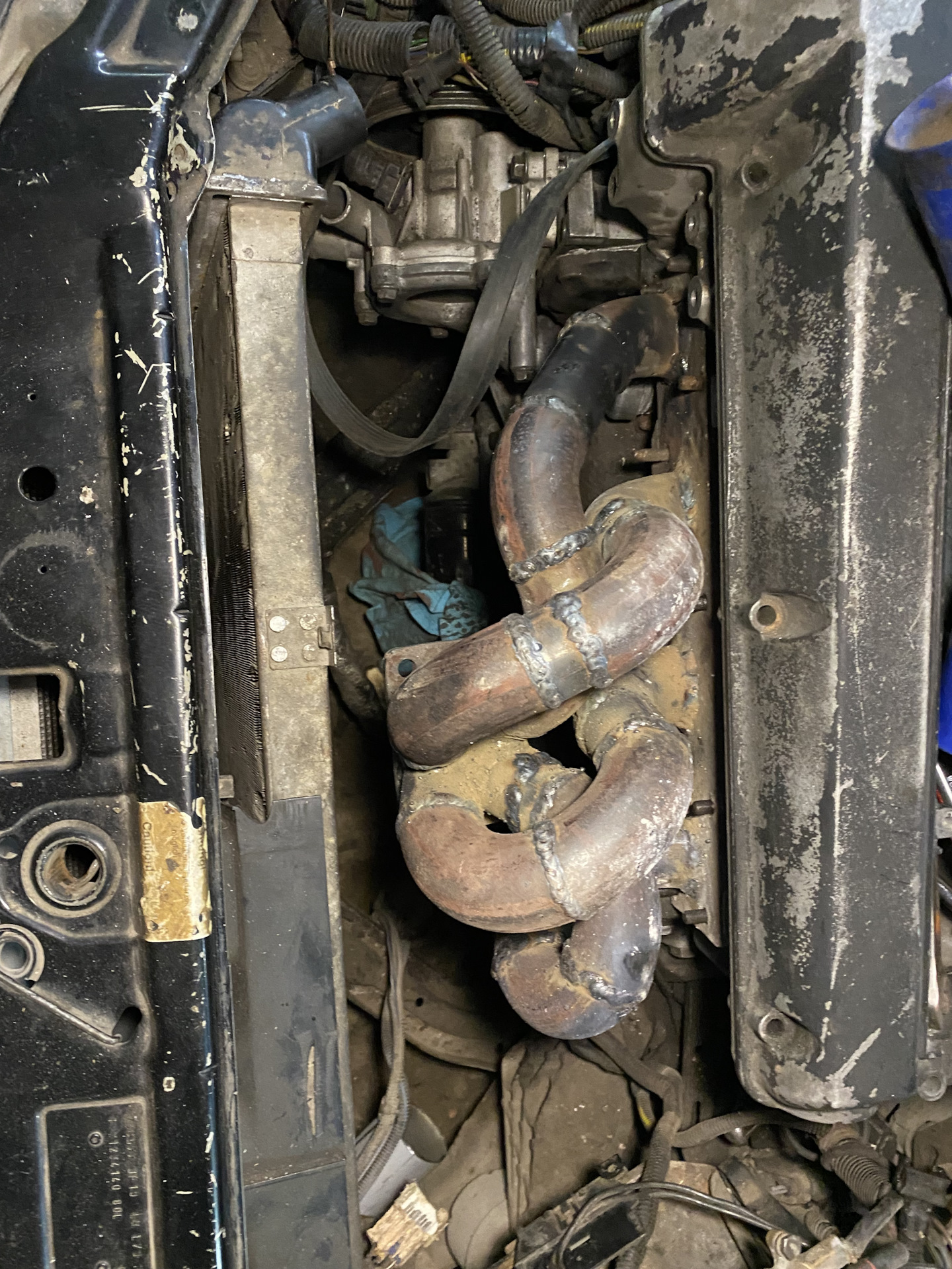 Опора двигателя, интеркулер, самодельный турбоколлектор, даунпайп и ...