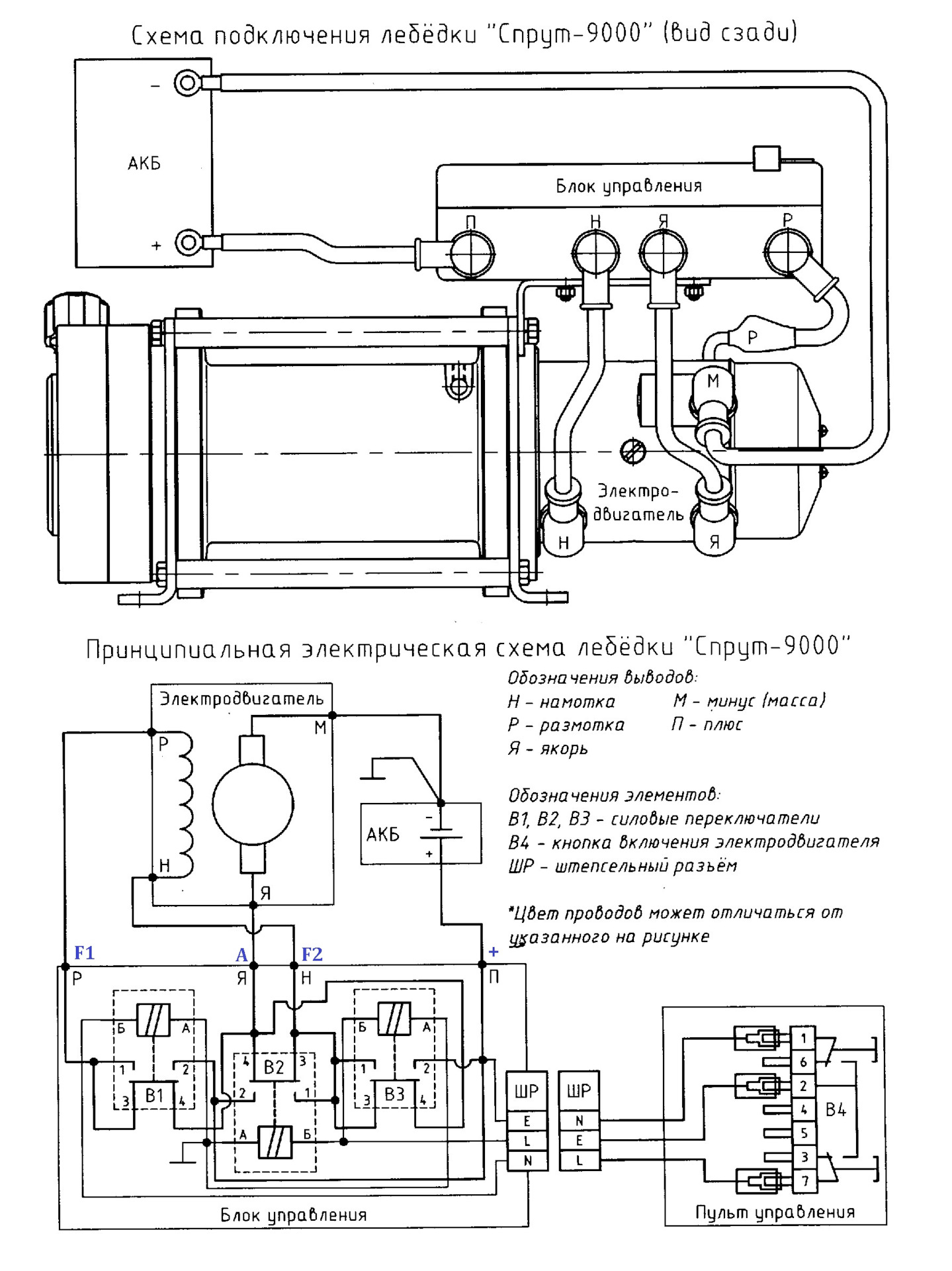 Блок управления лебедкой схема